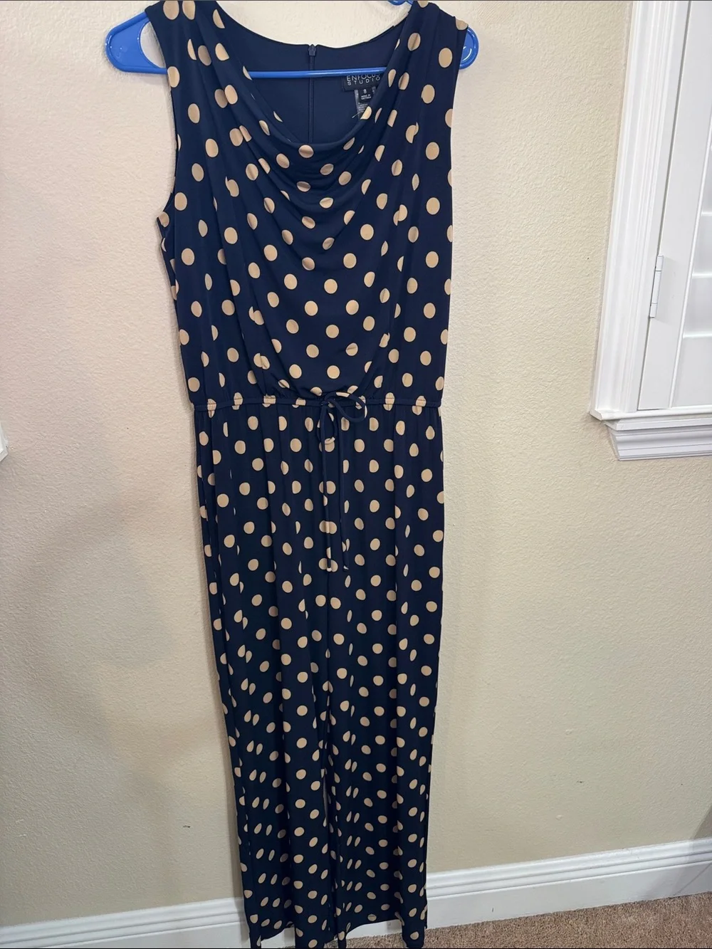 Navy Sleeveless Polka Dot Maxi Dress